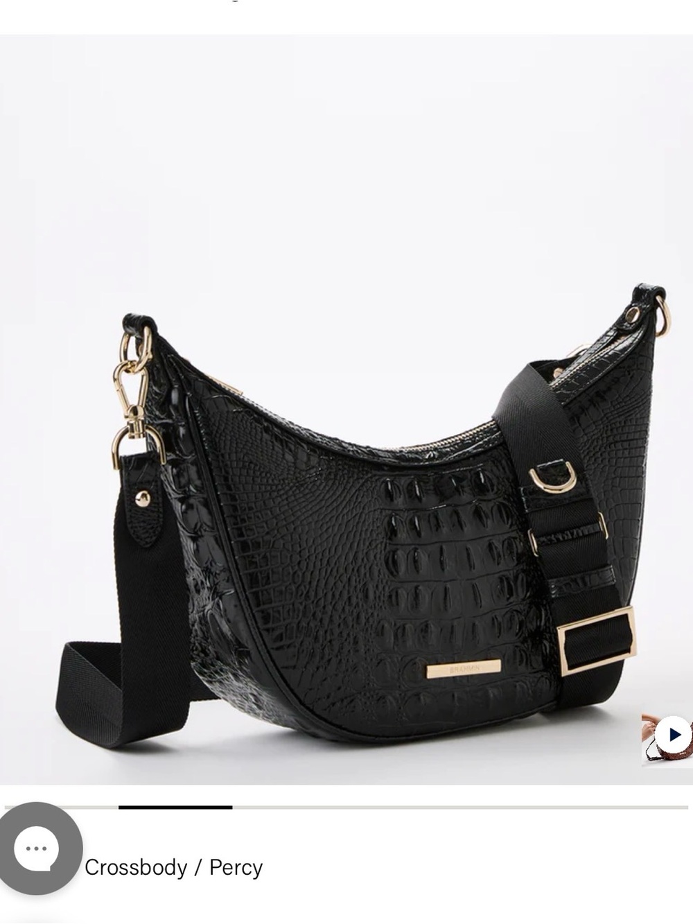 Black Croc-Embossed Crossbody Bag